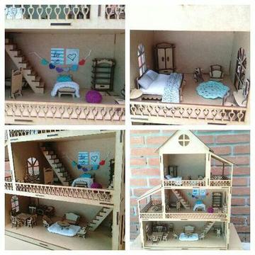 Casinha de boneca decorada (MDF brinquedo Barbie poly lol casa )