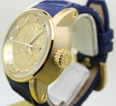 Relógio Invicta Yakuza S1 Dragon Dourado Pulseira azul