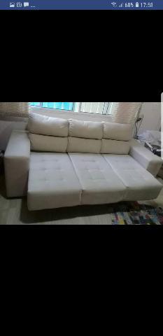 Sofa suede bege claro retrátil 2.20 mt