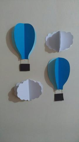 Nuvens e Balões em papel 3D