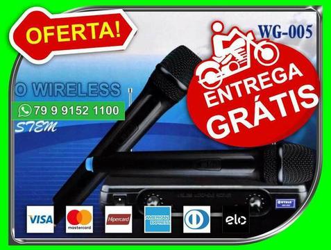 Microfone Duplo Sem Fio Profissional Vhf Wg-005 - Bivolt - Igreja - Novo - Entrega Grátis