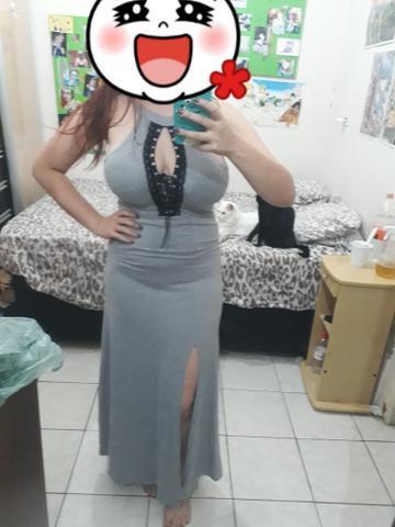 Vestido Longo Cinza