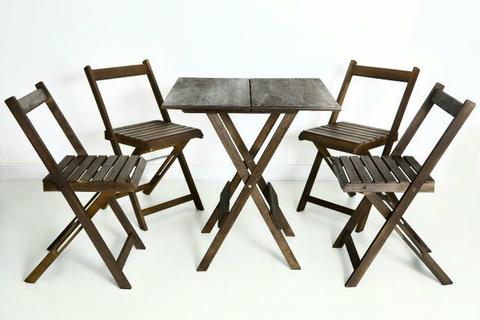 Mesa c/ 4 cadeiras madeira eucalipto tratado