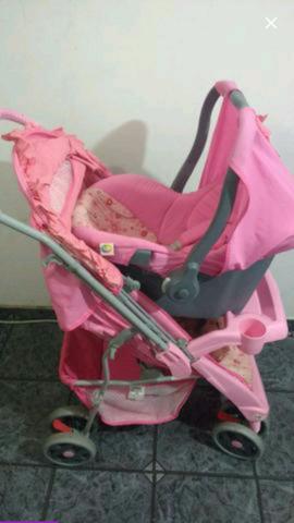 Carrinho de bebê + Bebê Conforto Rosa