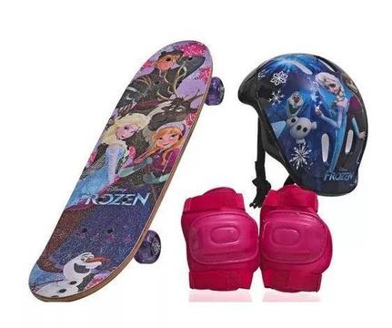 Skate Infantil Tema - Frozen Com Kit De Segurança!