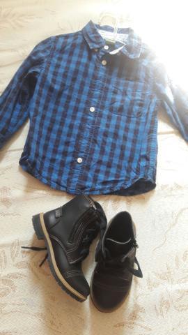 Bota Klin, camisa xadrez e caixa jeans