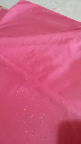 Tecido de tule rosa com brilho- Preço do metro super baixo