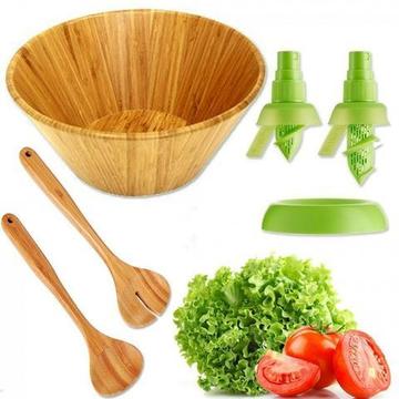 Kit para Salada com Spray Borrifador + Saladeira em Bambu Mor - Hudson