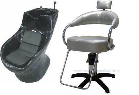 Cadeira hidraulica e lavatorio para cabeleirero (kit)