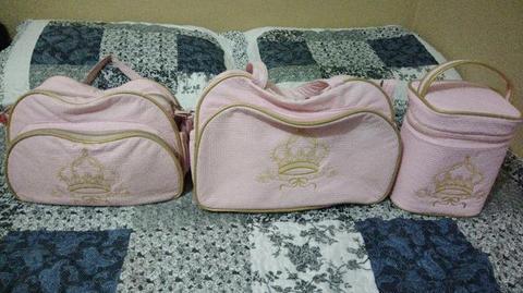 Kit com 3 bolsas de maternidade menina