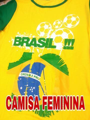 Camisa Feminina Brasil amarela Copa Russia 2018 Barato