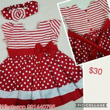 Vestido infantil vermelho com bolinhas