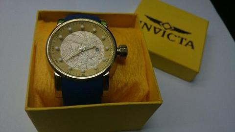 Relógio Invicta Yakuza S1 Dragon Dourado Pulseira Azul