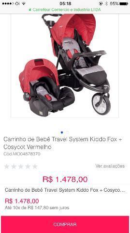 Carrinho + bb conforto kiddo travel system