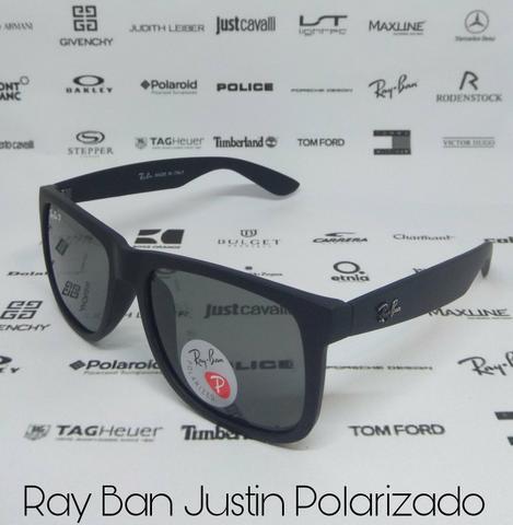 Óculos de sol Ray Ban Justin Preto Polarizado Novo