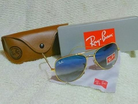 Óculos de sol RB3026 Aviador azul degrade com armação dourada e lentes Uv400