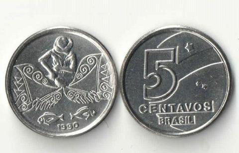Lote Moedas Brasil - 5 e 10 Centavos 1990
