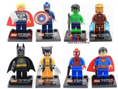 Kit 8 Bonecos Lego Vingadores Marvel Herois Alta Qualidade
