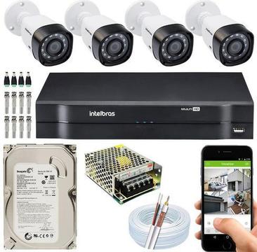 Câmeras de segurança KIT CFTV Completo Intelbrás 4 câmeras MultHD Instalado e configurado