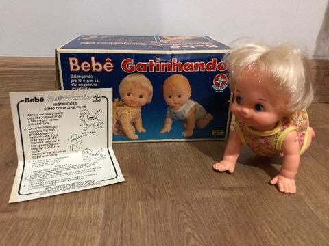 Boneca Bebê Gatinhando Estrela, Na Caixa, Brinquedo Antigo