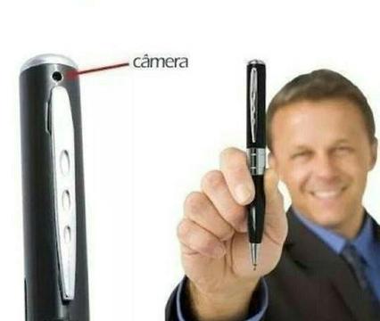 Caneta filmadora com câmera escondida pronta espionagem
