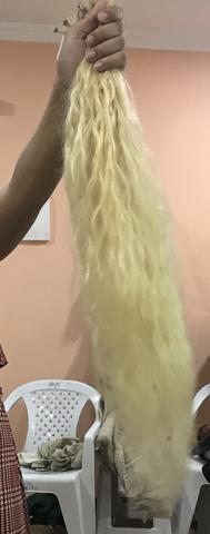 Mega hair, 100g de cabelo humano loiro ondulado 75cm