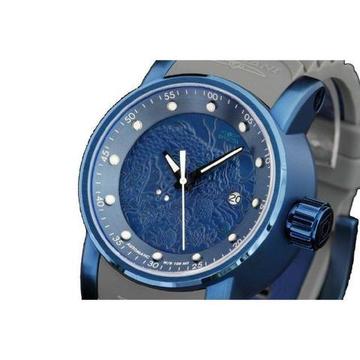 Relógio Invicta Yakuza S1 Azul Pulseira Cinza - A Prova D'agua