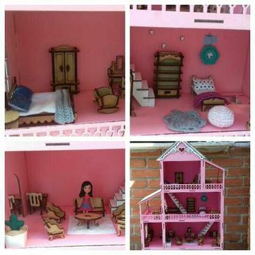 Casinha de boneca Decorada em MDF (menina Barbie poly lol brinquedo presente casa)