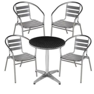 Conjunto Mesa Redonda com 4 Cadeiras em Alumínio para Jardim MOR