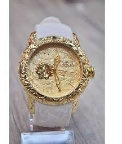 Relógio Invicta Yakuza S2 2018 Dourado pulseira Branca