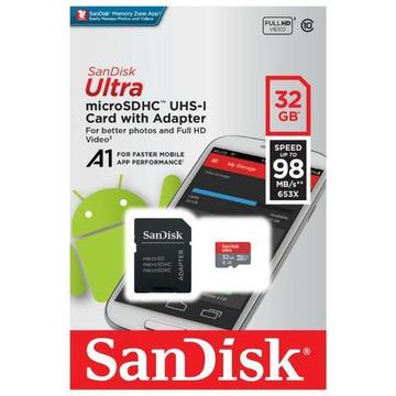 Cartão microSD Sandisk 32GB Class10 A1 98Mb/s (Original + Garantia 10 anos) Aceito Cartão