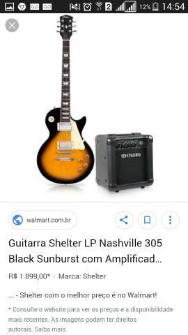 Guitarra Shelter LP Nashville 305 Black Sunburst com Amplificador MG10