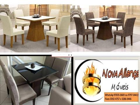 Faça o seu pedido 97970-4415! Mesa de jantar com 4 cadeiras Luna confira cores e modelos!