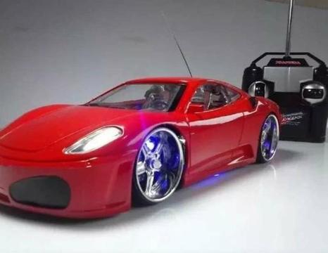 Ferrari Carro Carrinho Controle Remoto Leds Rodas Farol Neon