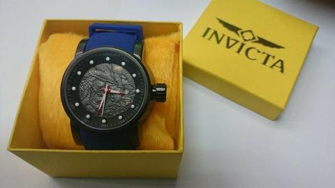 Relógio Invicta Yakuza S1 Preto Pulseira Azul a prova d'agua