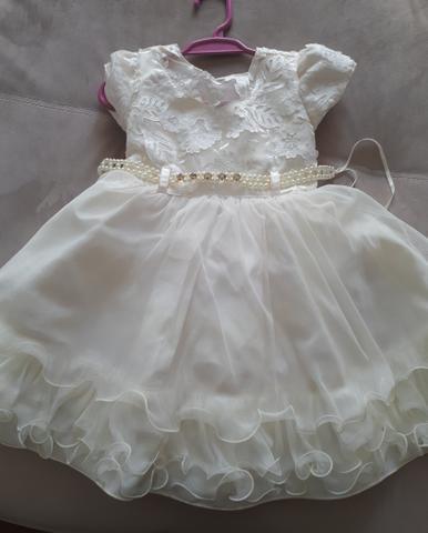 Vestido Festa Infantil bege