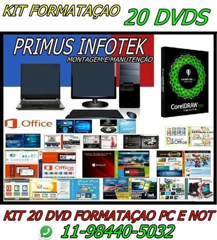 Kit 20 Dvd Formatação Windows 7 8 10 Drivers Pc Programa Programas