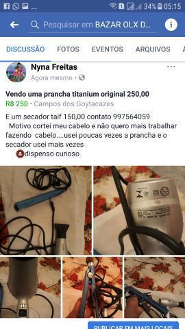 Vendo uma prancha titanium original 250,00e um secador taif 150,00