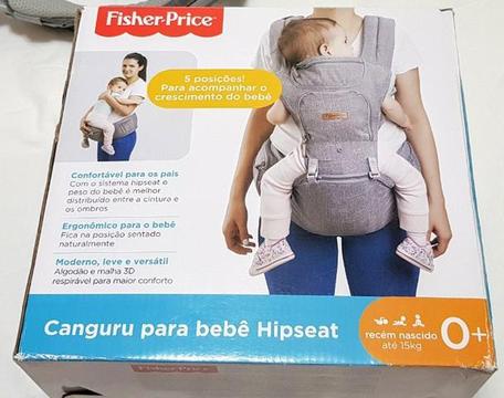 Canguru / Sling / Suporte de Bebê Fisher Price Hipseat Cinza de 0 até 15kg - Original