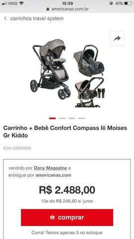 Carrinho de Bebê conforto compass lii Moises Gr kiddo