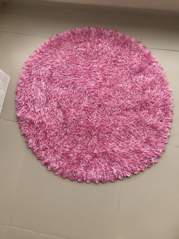 Tapete de crochê mesclado Rosa e branco cintilante