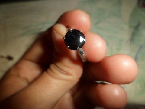 Anel de prata 925 com pedra de diamante negro carbonato