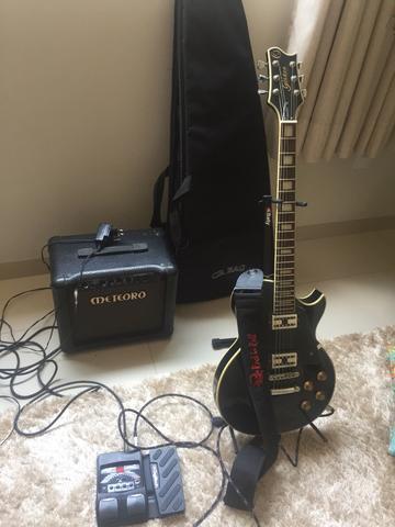 Kit completo Guitarra Les Paul + amplificador meteoro + pedaleira digitech RP90