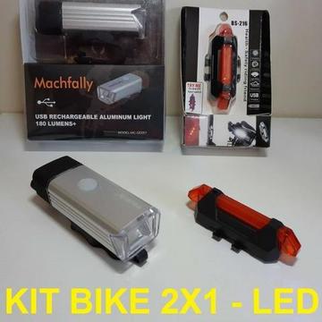 Kit Iluminação para Bike ( 2x1 ) Recarregavel - Led