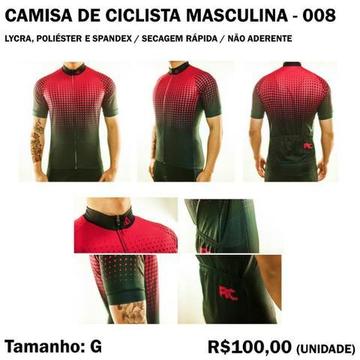 Camisa de Ciclista Masculina 08 (Ver Modelo) Poliéster + Spandex + Lycra