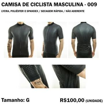 Camisa de Ciclista Masculina 09 (Ver Modelo) Poliéster + Spandex + Lycra