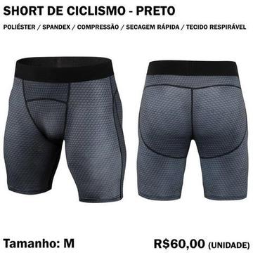 Short de Ciclista Masculino Preto