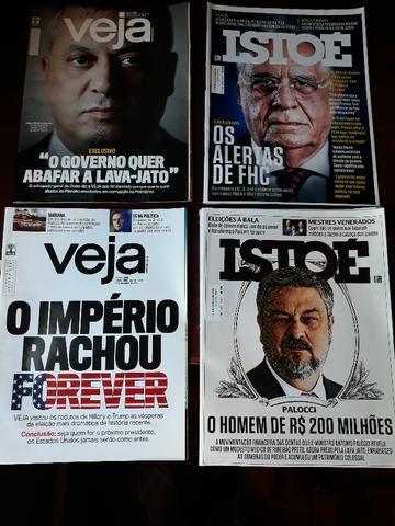 Revistas: Veja, IstoÉ e Folha - Variadas Edições sobre Política e Economia