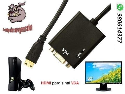 Cabo Conversor HDMI para VGA com saída de áudio