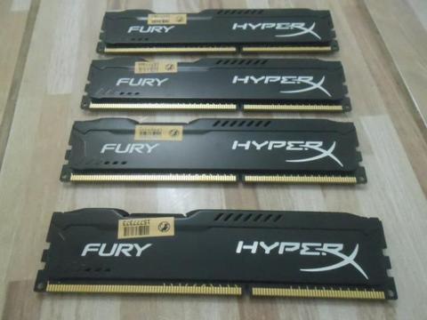 4 Memorias Ddr3 4gb 1600mkz Hyperx Fury Black